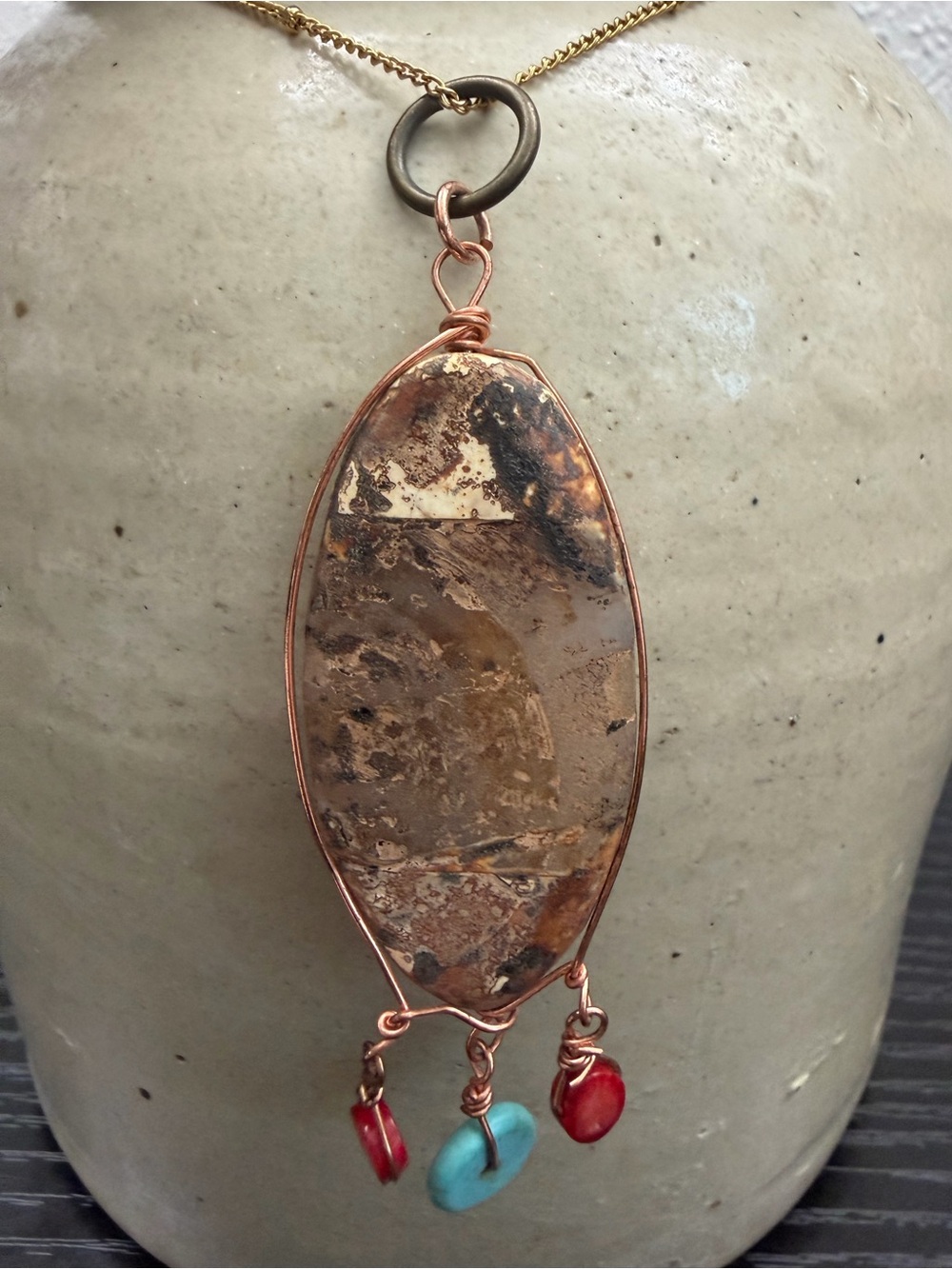 Boho Artisan Stone Pendant